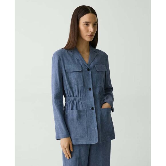 THEORY Fluid Linen Cinch Jacket Blazer 12 - Picture 3 of 13